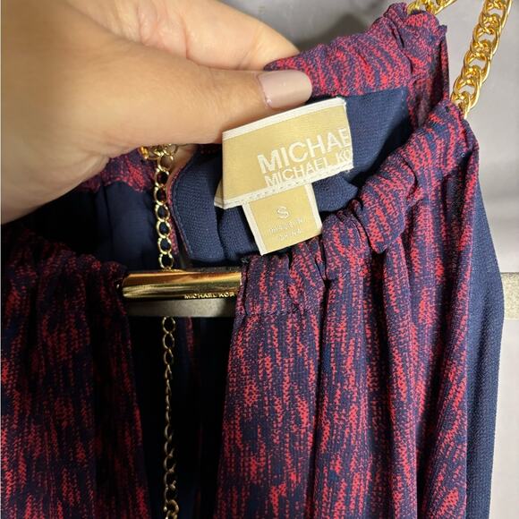 Michael Kors Purple Sleeveless Gold Chain Halter Dress With Belt Size Small - Picture 6 of 8